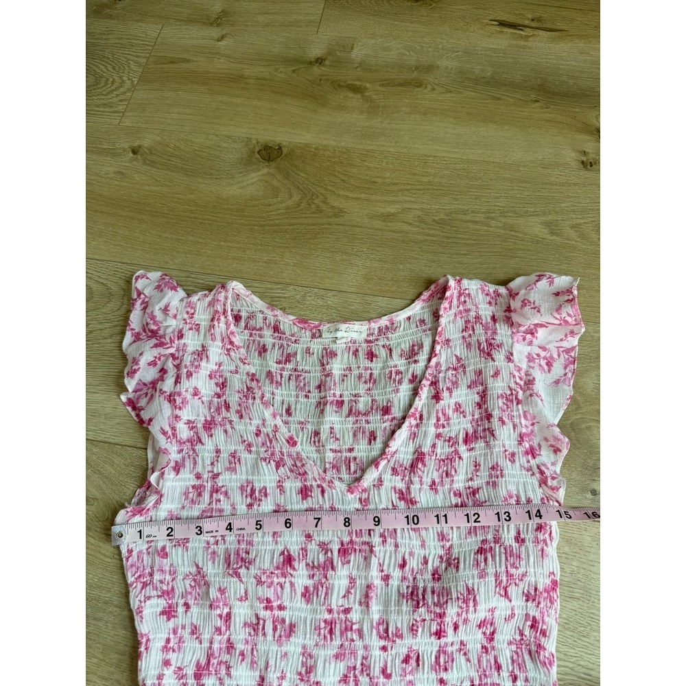 Anthropologie By The River Smocked Floral Dress Pink Cottagecore Feminine sz M - Picture 9 of 13